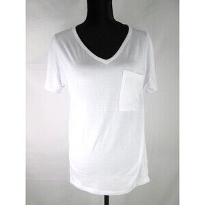 Flamingo White T-Shirt Women M Short Sleeve Pocket Cotton Polyester 33-557